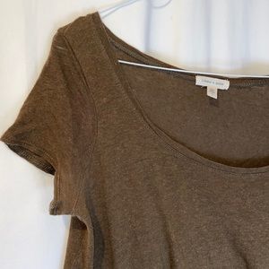 SILENCE + NOISE Army Green Cotton & Linen T-shirt
